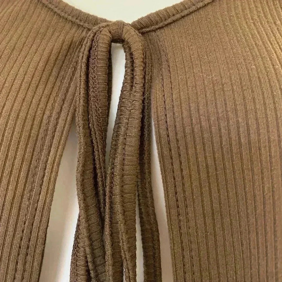 See You Monday is the brand, tie front, long sleeve, cropped top, - Picture 4 of 8